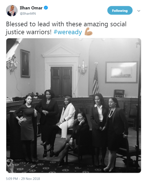 “Blessed to lead with these amazing social justice warriors! #weready”- Ilhan Omar‏