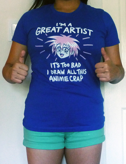 space-coyote:Got my shirt.Get your own “I Draw Anime” shirt here.