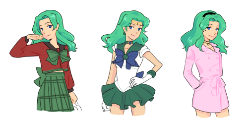 cluelessjellyfish: Some of the outfits that Michiru wore in the anime (excluding Crystal). - Reason: