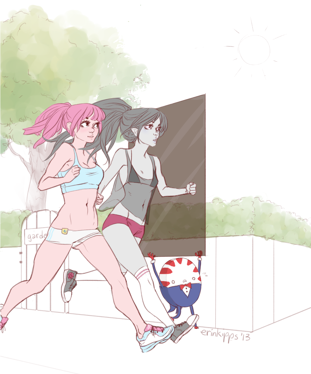 atomicantnanai:  erinkipps:  I made Bubblegum and Marceline jog to motivate myself.