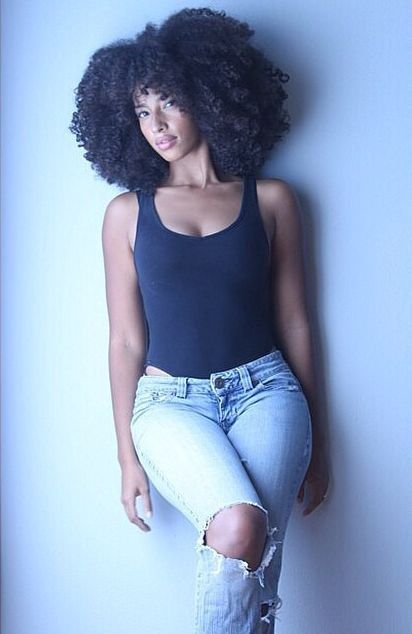 naturalhairqueens:  Natural Beauty She Is. From Her Fro, To The Swag She Has