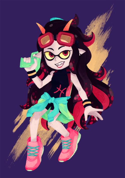 blackoutballad:a friend started playing splatoon and i had a mighty need to draw inkling fef b/c she