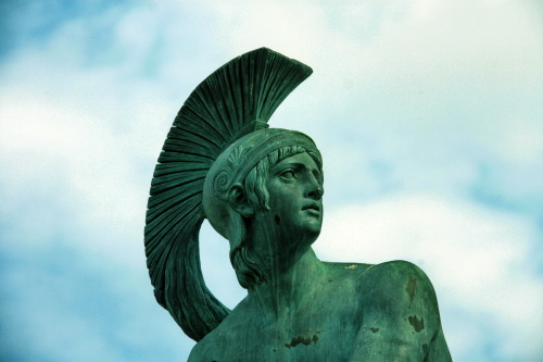 hellas-inhabitants:Athens Greece. Statue of the hero Theseus in front of the Thission station.Αθήνα.