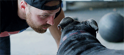 mith-gifs-wrestling:Dean Ambrose goofing around with his dog.