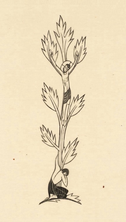 365-trees:Boarder: Our Lord on Tree, 1927, Eric Gill