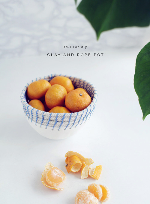 DIY Modern Clay and Rope Bowl Tutorial from Fall for DIY.This bowl is made from air dry clay, rope a