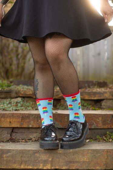 *NEW* - Gay Pops & Trans Pops CrewsA most tasteful pride sock, indeed!Sizing US shoe size: women