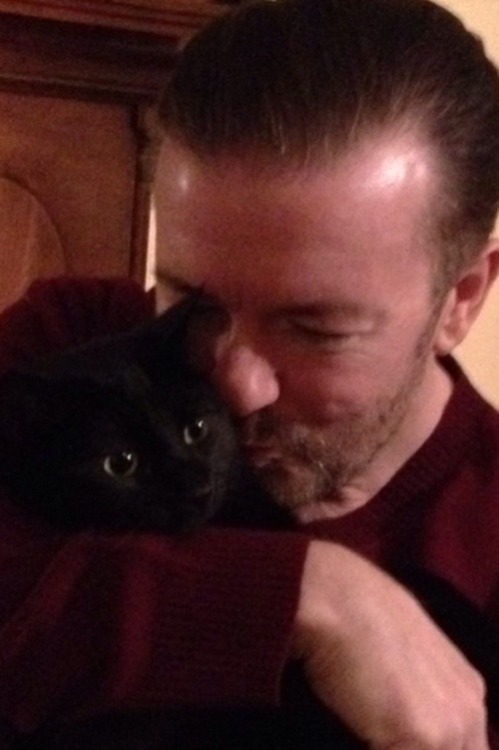 Ricky Gervais and cat