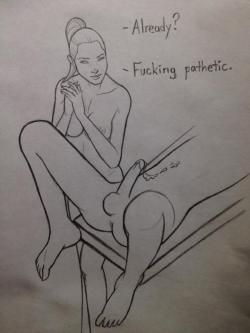 nudrawings:  A dream I had after going days without an orgasm. #femdom #cum #domination #art