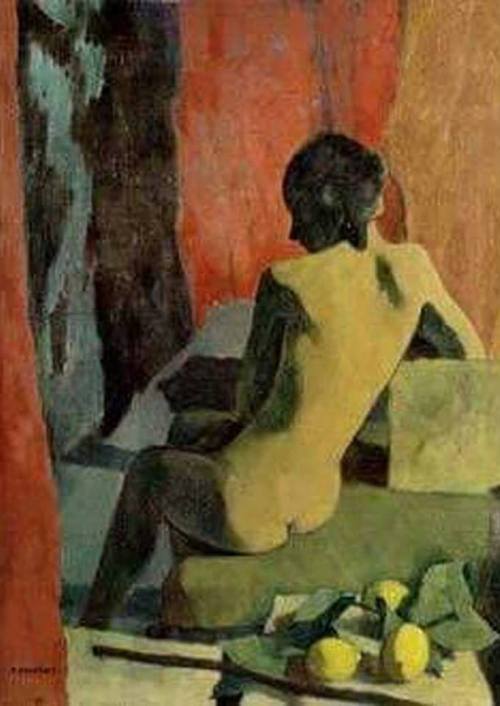 Nude with three Lemons    -    Felice Casorati   , 1943Italian, 1886-1963Oi