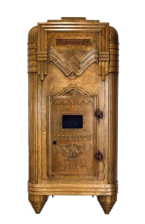 Steward Wagner, Mailbox from New York Central Terminal, 1929. Bronze, Buffalo mailbox, USA. Via Wolf