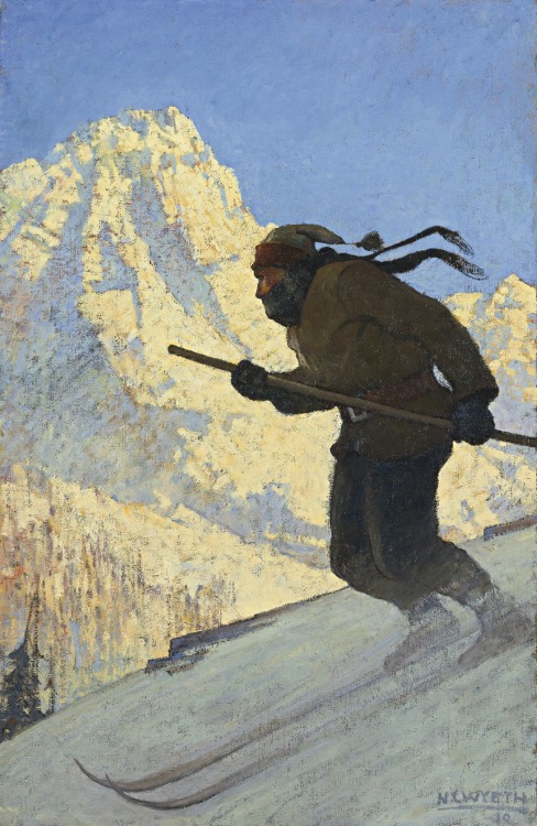 N.C. WYETHThe SkierOil on Canvas41.625&quot; x 27.125&quot;