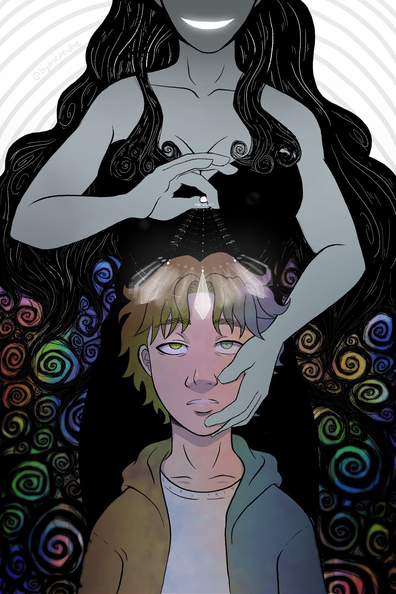 hypnepenthe:that’s it, pet—stare into the prism and let in all the pretty colors~ 🌀 🌈 🌀 