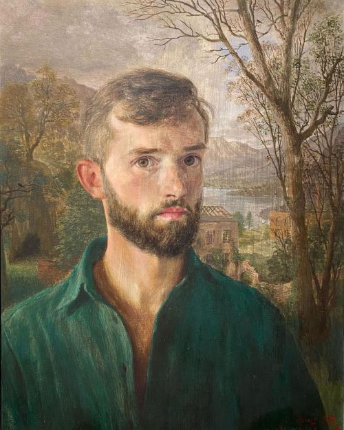 mea-gloria-fides:  Self Portrait by Lake Windermere: Claude Harrison (1922 - 2009) 