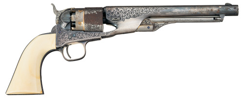 Engraved Colt Model 1861 revolver with Mexican eagle carved ivory grips.from Rock Island Auctions