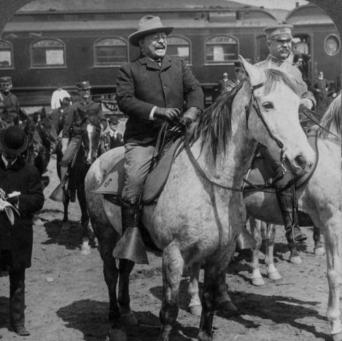 Roosevelt at Yellowstone, 1903President Theodore Roosevelt on horseback pays a visit to Yellowstone 