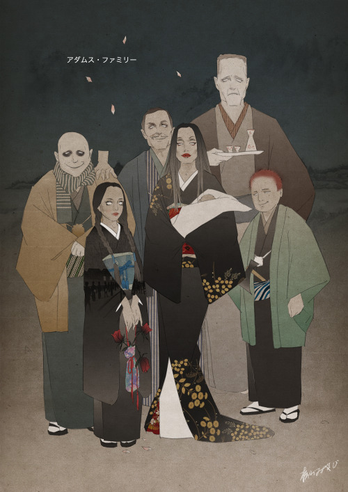 matsuyamamiyabi:  The addamsfamily in kimono. 