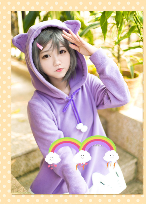 Kawaii Lavender Cat Ears Hoodie - $38.70