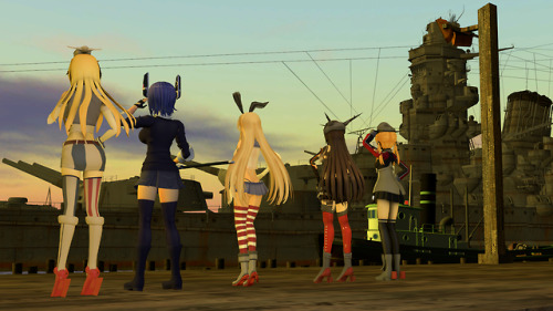 heres some of the Kancolle Girls with the battleship yamato