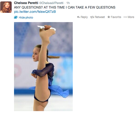 kittykoti:  CHELSEA PERETTI KILLIN IT ON TWITTER  Well well. The Winter Olympics