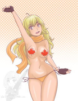 Caffeccinoafterdark:  A Commission Of Yang Xiao Long To Celebrate Canada Day! Apparently