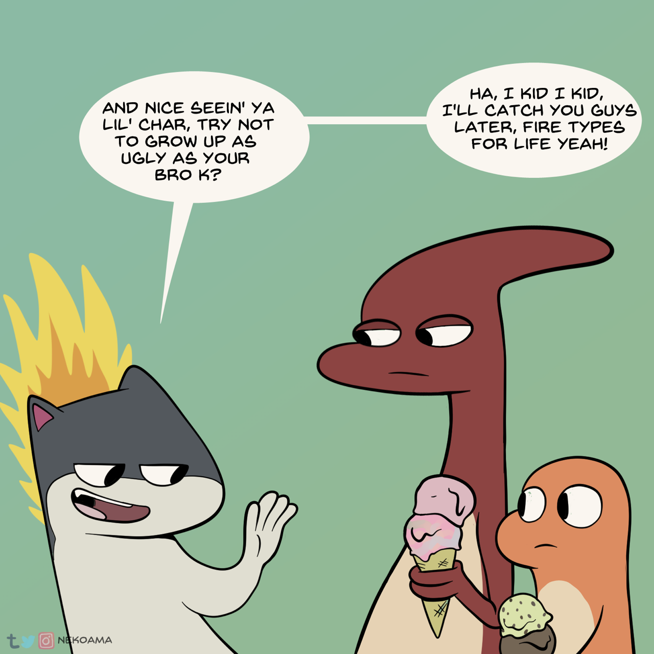 nekoama:   What’s Up Bro?  Today’s comic guest stars Quilava! Who is that guy.