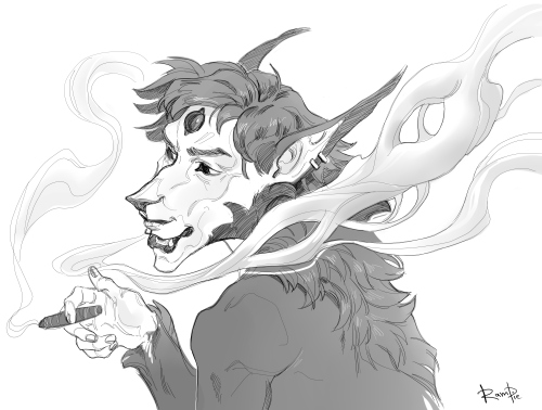 sketch-commissions with smoking guys