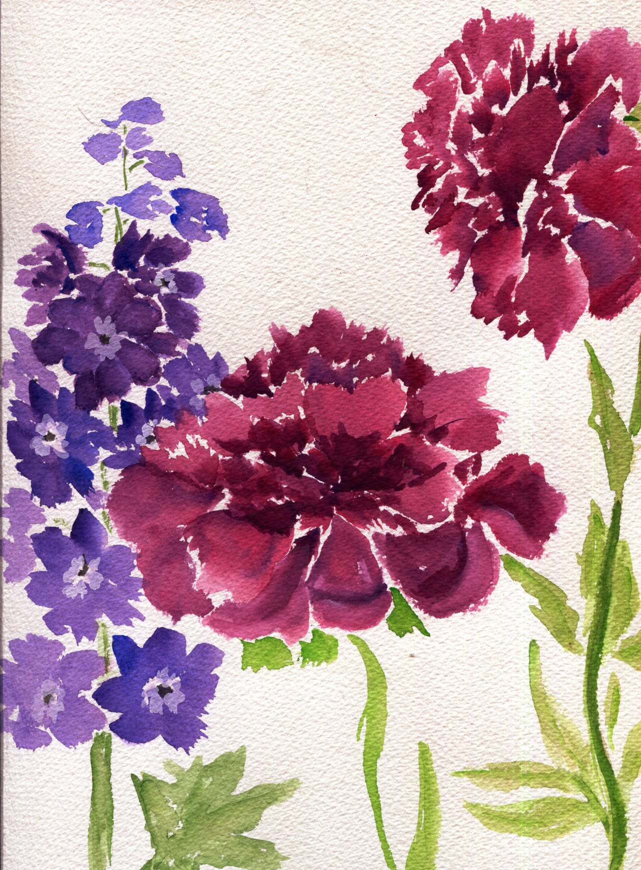 havekat: So Many Petals Watercolor and Gouache On Paper 2016, 9″x 12″ Peonies