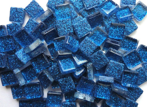 (via Royal Blue Glitter Mini Glass Tiles/ Dark by DiscountMosaicSupply)