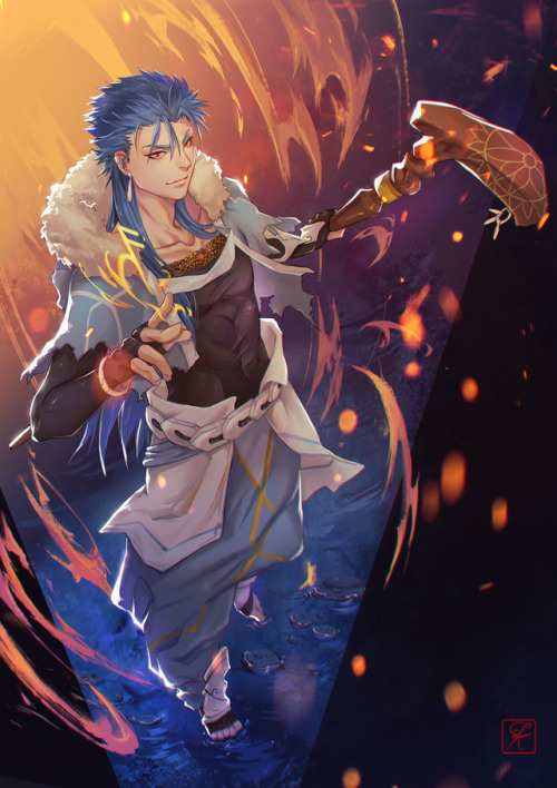 washuuchan:Caster (Cú Chulainn) from Fate/Grand Orderalso on pixiv: link here