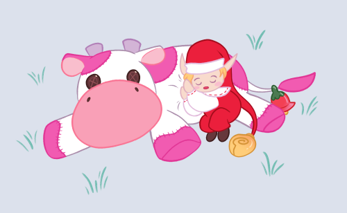 Oh to be a harvest sprite cuddling with your strawberry cow plush 