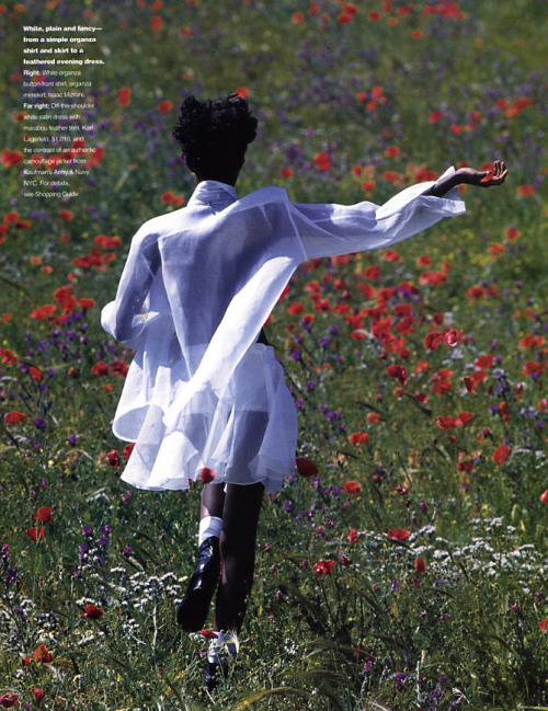 dynamicafrica:Ugandan model Kiara Kabukuru in an editorial for Elle (US) in June 1994 titled ‘Field 