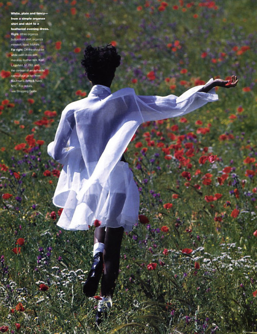 dynamicafrica:Ugandan model Kiara Kabukuru in an editorial for Elle (US) in June 1994 titled ‘Field Of Dreams’ and photographed by Gilles Bensimon in Marrakech, Morocco. This is one of my most favourite fashion editorials as rarely do we see these