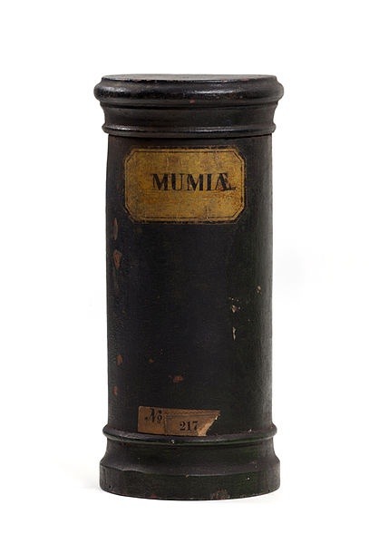 Mumia (or mummia) was 1st prepared in the 12th c., was in common use by the 15th