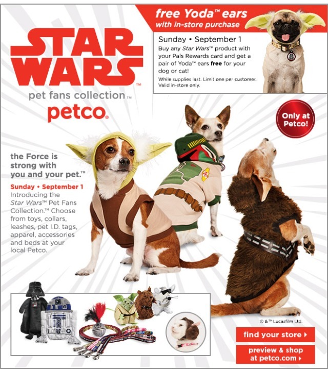 emmathebean:  zoeythecorgi:  The new Star Wars pet line officially launches tomorrow