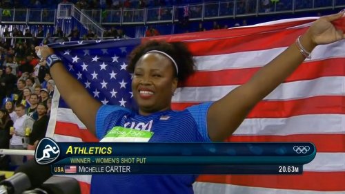 blackraincloud: couldbekash: couldbekash: Michelle Carter became the first American to win Gold in W