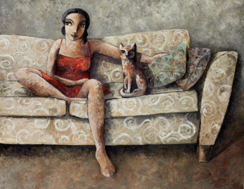 Girls and cats   …  Didier LaurencoCatalan b.1968-