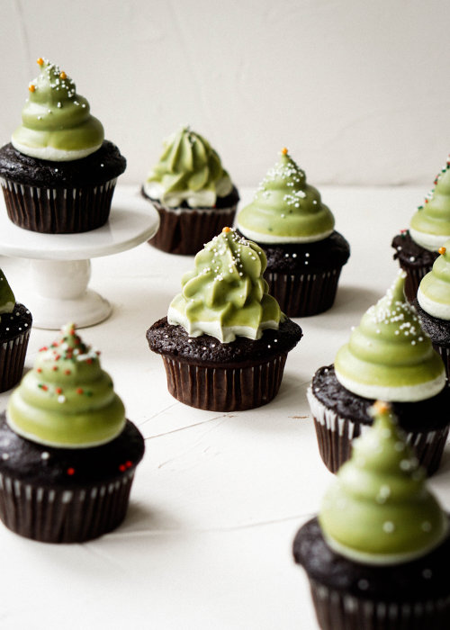 chocolate and matcha hi hat cupcakes