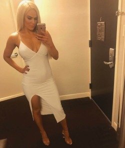 Lana in a white dress