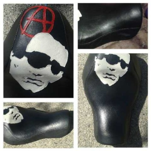 Custom made discharge harley Davidson motorcycle seat cover