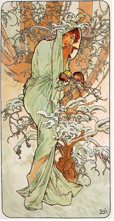 artist-mucha:  Winter, 1896, Alphonse MuchaMedium: oil