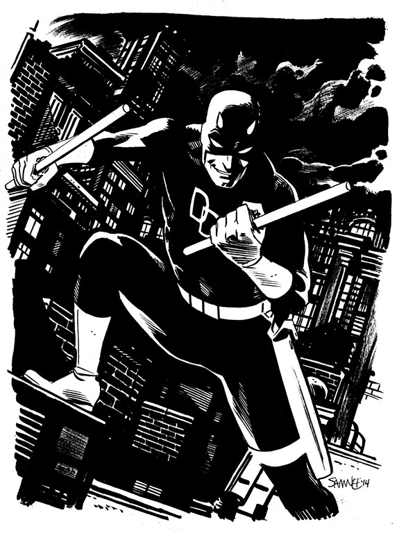 xombiedirge:  Daredevil by Chris Samnee / Website / Tumblr Wolverine by Lee