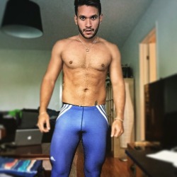 lyon8668:  Blue Adidas… Shirtless…! 