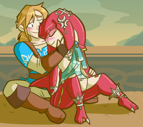This was commissioned by someone on deviantART called Blackwing2,  and he just wanted a nice picture of Link and Mipha spending some quality time together.