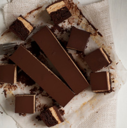 thecakebar:  Chocolate Ganache, Peanut Butter Layer Cheesecake Brownies 