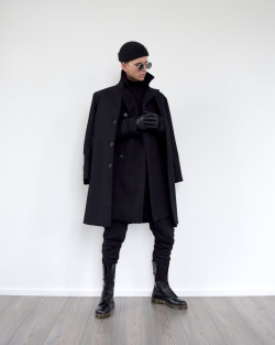 mxdvs:  Léon The Winter Soldier Beanie, AsosGlasses, Spitfire1995 Coat, MISBHVEorri Cotton Sweatpants, Enfin Levé1914 Boots, Dr. Martens Look by @MXDVS 