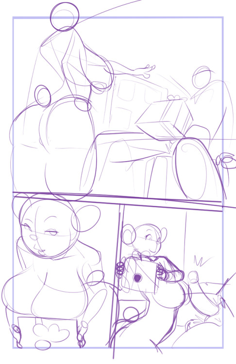 pornomagnum:  Very very rough pages of Beverly’s halloween antics.
