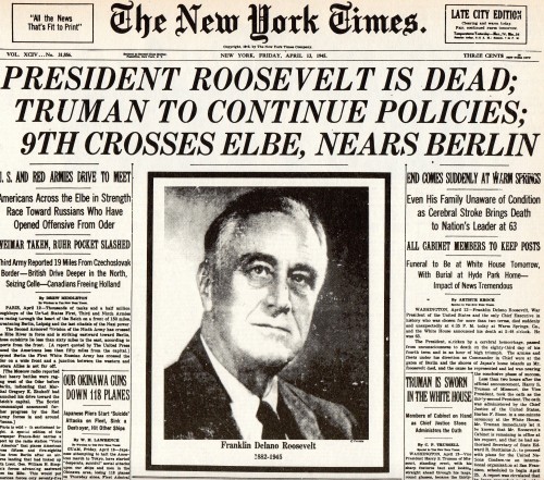 CondolencesAs World War II raged on Franklin D. Roosevelt’s health rapidly declined as he suffered f