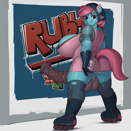 woobisboobies:  Ruby rocking some Jet Grind Radio duds - My pinup for supporting Kevin Sano on Patreon.  You can support him here. Naturally I can’t walk away from Kev without a well-hung futa edit <3  Thank you, Kev! 
