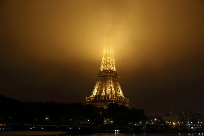 Fog covers the top of the Eiffel Tower on June 2nd 2016. President Hollande has declared a state of natural disaster in the worst hit districts of France, after six weeks’ worth of rain fell in three days. Credit: Reuters/Jacky Naegelen